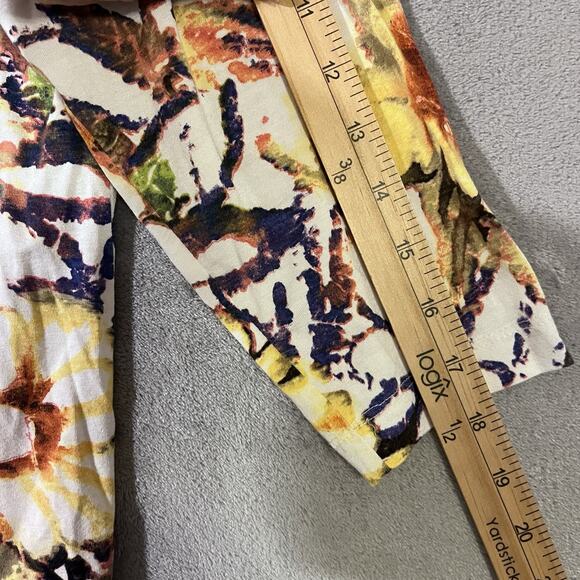 Chicos Blouse Floral Fall Top Gold Orange Purple Womens XL V-neck - Picture 6 of 8